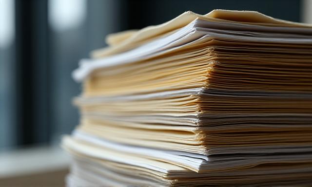 Stacks of professional documents representing confidential legal information