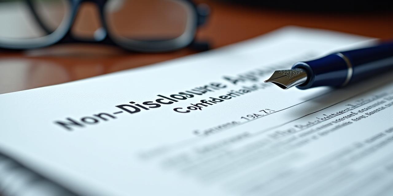 Close up of a legal non-disclosure agreement with a fountain pen