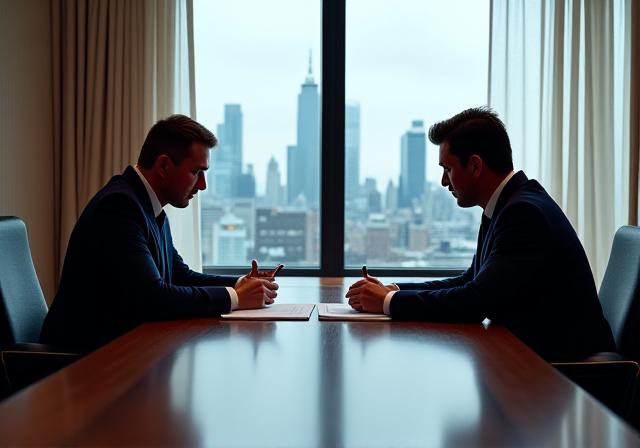Professional contract negotiation in a London boardroom